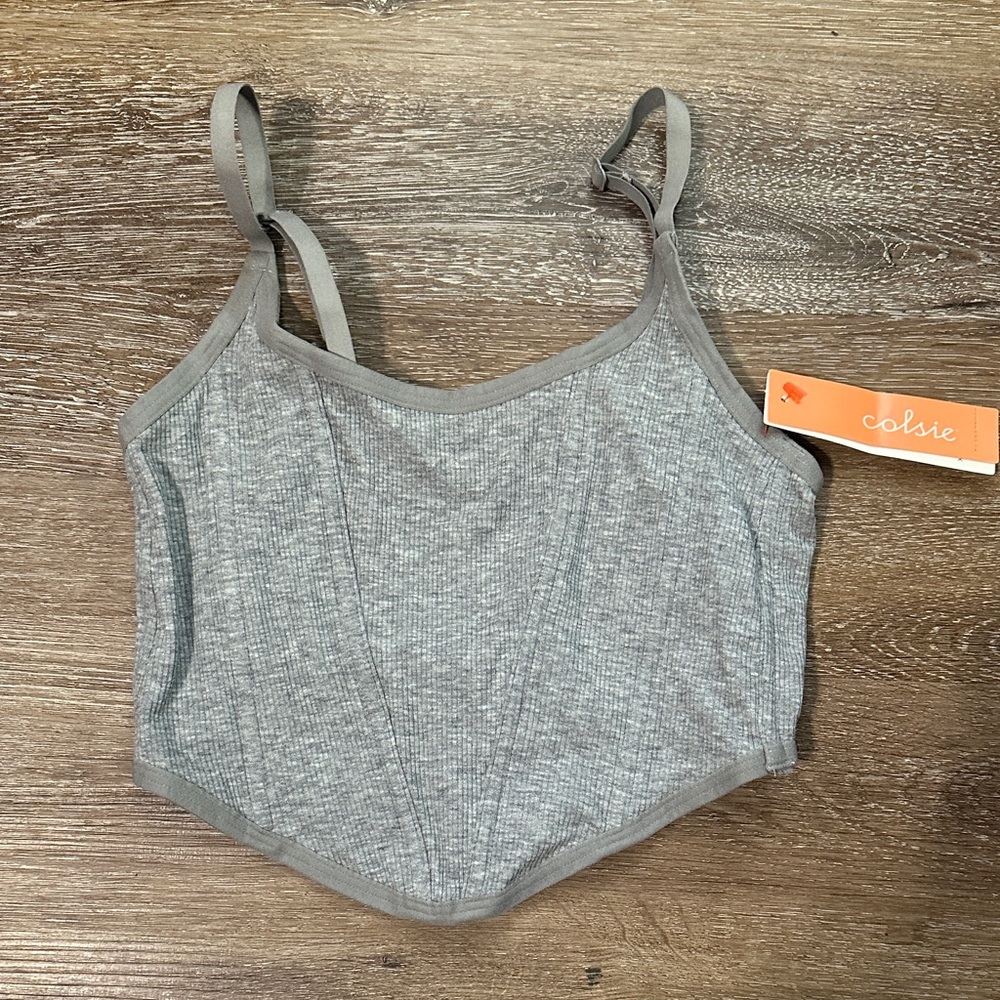 Colsie Gray Ribbed Bralette